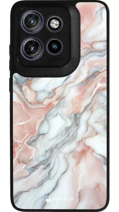 Coque Motorola Moto S50 - Silicone rigide noir Marbre Rose Lumineux