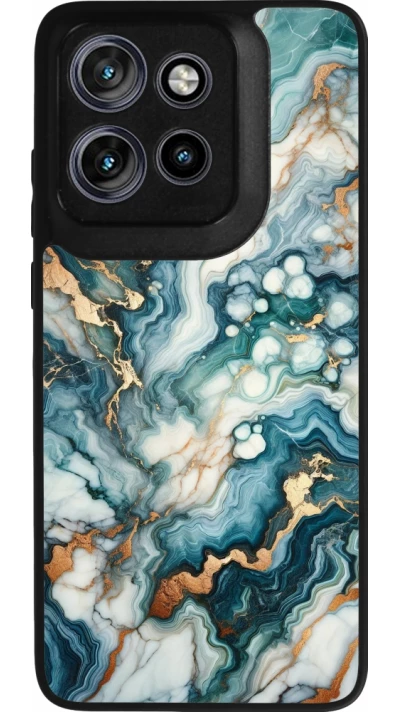 Coque Motorola Moto S50 - Silicone rigide noir Marbre Vert Bleu Doré