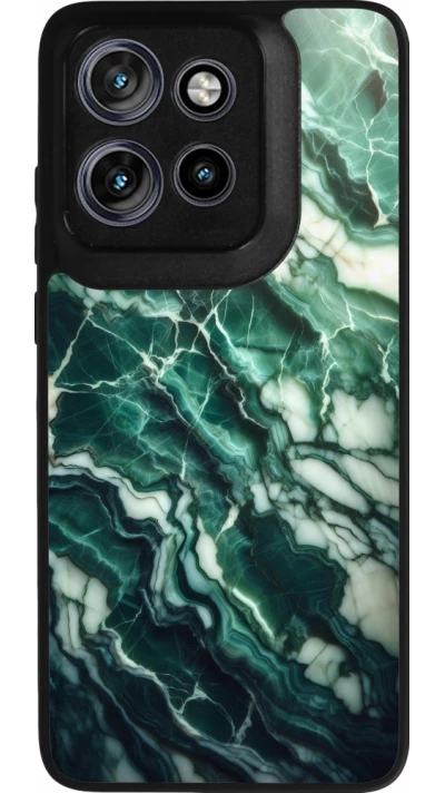 Coque Motorola Moto S50 - Silicone rigide noir Marbre vert majestueux