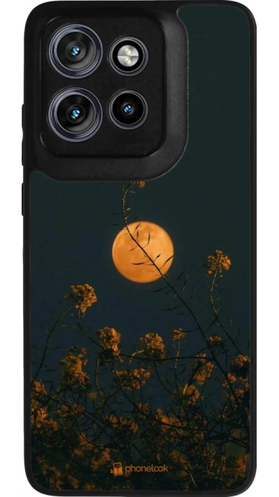 Coque Motorola Moto S50 - Silicone rigide noir Moon Flowers