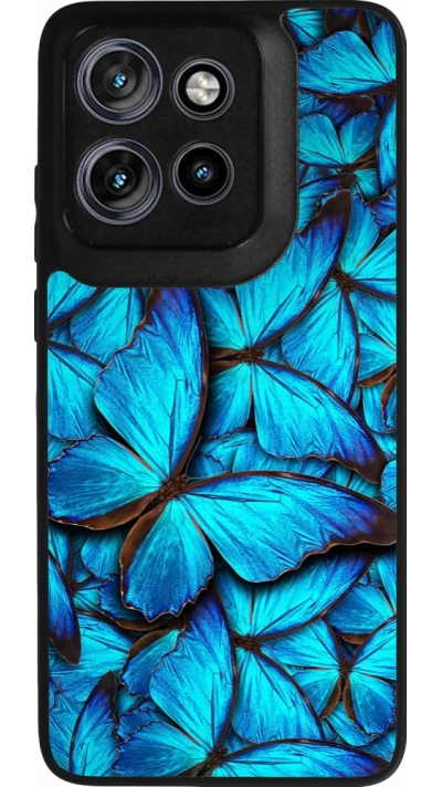 Coque Motorola Moto S50 - Silicone rigide noir Papillon bleu