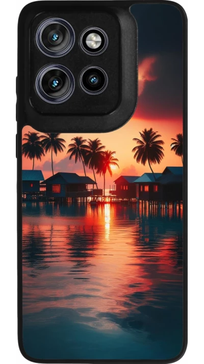 Coque Motorola Moto S50 - Silicone rigide noir Paradis Maldives