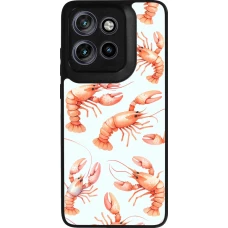 Coque Motorola Moto S50 - Silicone rigide noir Pattern de homards pastels