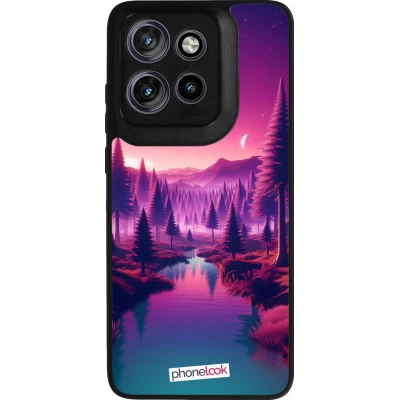 Motorola Moto S50 Case Hülle - Silikon schwarz Lila-rosa Landschaft