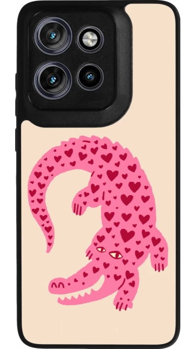 Coque Motorola Moto S50 - Silicone rigide noir Pink crocodile 2026