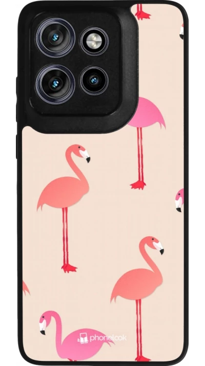 Coque Motorola Moto S50 - Silicone rigide noir Pink Flamingos Pattern