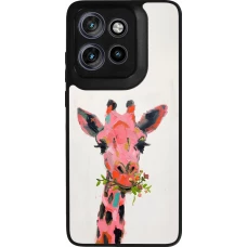 Motorola Moto S50 Case Hülle - Silikon schwarz Pink Girafe Paint