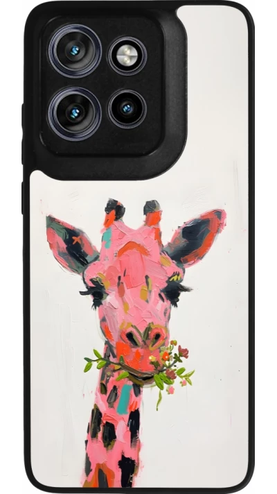 Coque Motorola Moto S50 - Silicone rigide noir Pink Girafe Paint