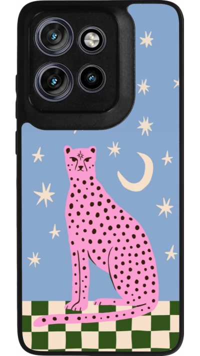 Coque Motorola Moto S50 - Silicone rigide noir Pink leopard with stars 2026