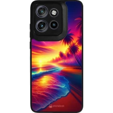 Coque Motorola Moto S50 - Silicone rigide noir Plage coucher soleil flashy