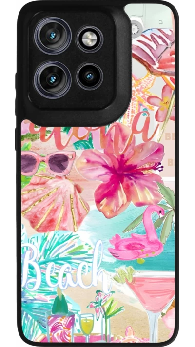 Coque Motorola Moto S50 - Silicone rigide noir Preppy Collage Aloha