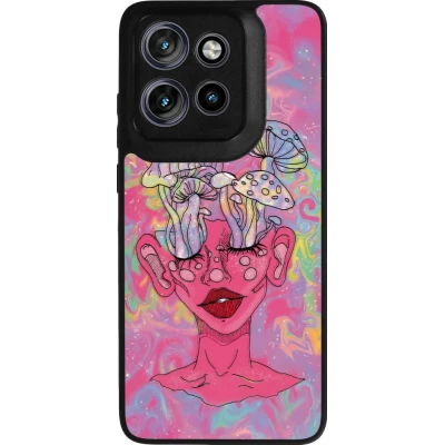 Motorola Moto S50 Case Hülle - Silikon schwarz Psychedelic pink mushroom