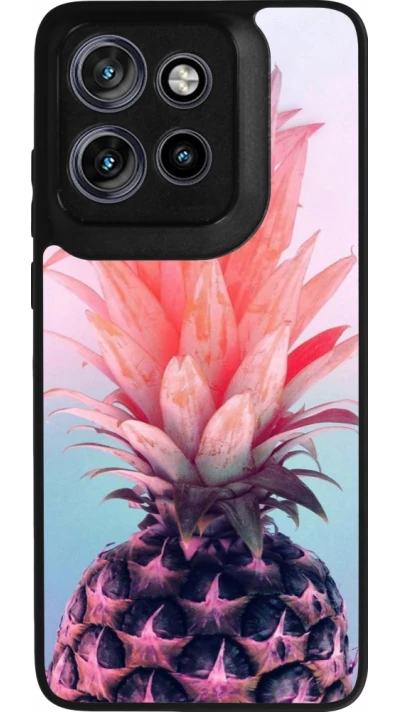 Coque Motorola Moto S50 - Silicone rigide noir Purple Pink Pineapple