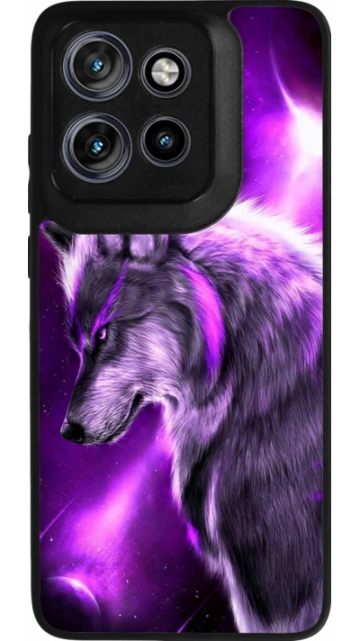 Coque Motorola Moto S50 - Silicone rigide noir Purple Sky Wolf