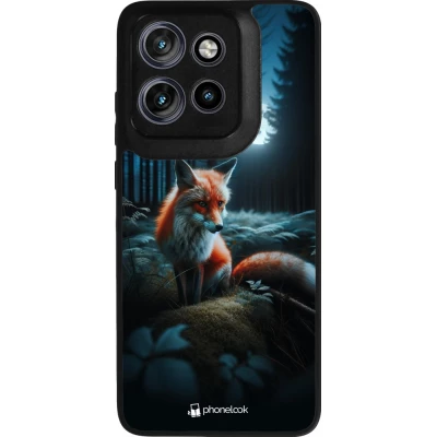 Coque Motorola Moto S50 - Silicone rigide noir Renard lune forêt