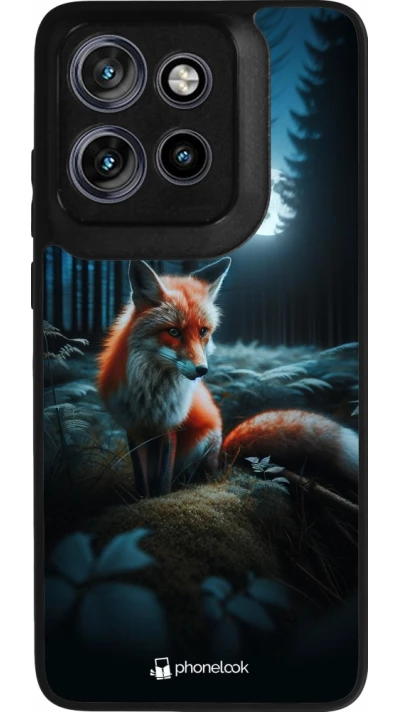 Coque Motorola Moto S50 - Silicone rigide noir Renard lune forêt