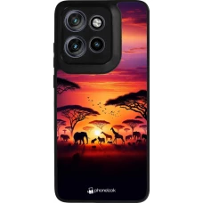 Motorola Moto S50 Case Hülle - Silikon schwarz Safari Sonnenuntergang Wildtiere
