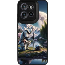 Coque Motorola Moto S50 - Silicone rigide noir Samurai Katana Lune