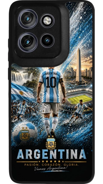 Coque Motorola Moto S50 - Silicone rigide noir Football Argentine splash 2026