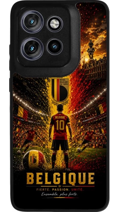 Coque Motorola Moto S50 - Silicone rigide noir Football Belgique splash 2026