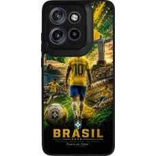 Coque Motorola Moto S50 - Silicone rigide noir Football Brésil splash 2026
