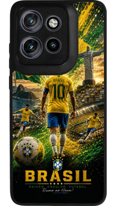 Coque Motorola Moto S50 - Silicone rigide noir Football Brésil splash 2026