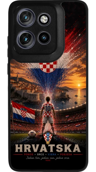 Coque Motorola Moto S50 - Silicone rigide noir Football Croatie splash 2026