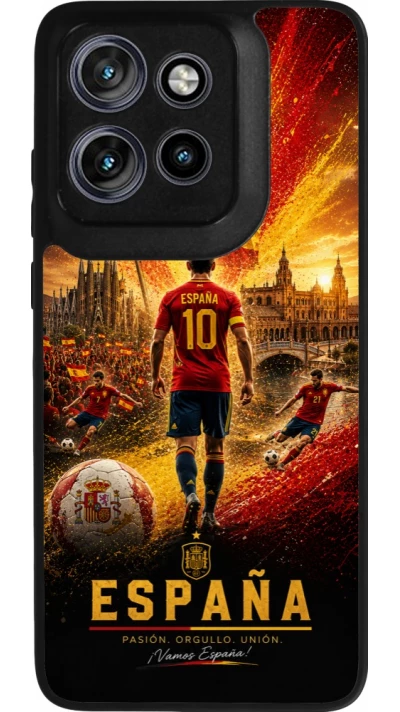 Coque Motorola Moto S50 - Silicone rigide noir Football Espagne splash 2026
