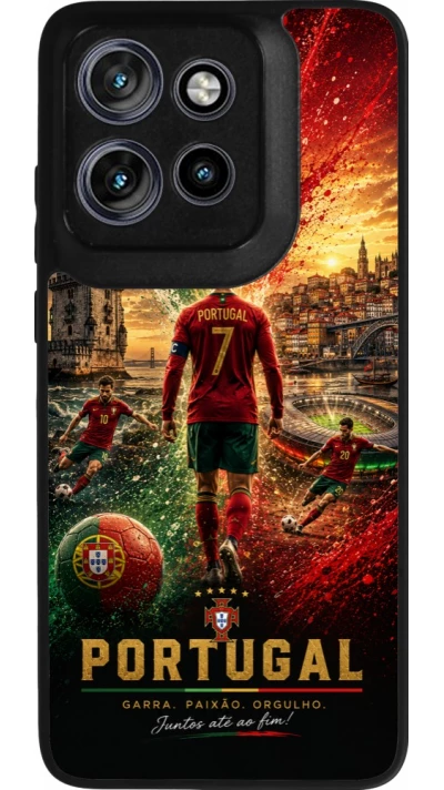 Coque Motorola Moto S50 - Silicone rigide noir Football Portugal splash 2026