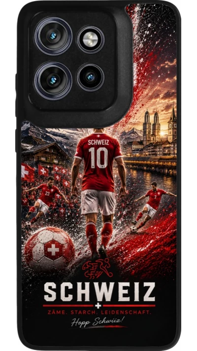 Coque Motorola Moto S50 - Silicone rigide noir Football Schweiz splash 2026