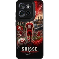 Coque Motorola Moto S50 - Silicone rigide noir Football Suisse splash 2026