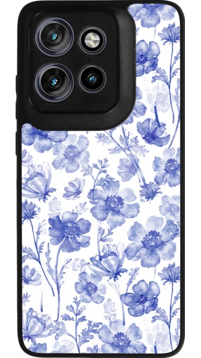 Coque Motorola Moto S50 - Silicone rigide noir Spring 23 watercolor blue flowers