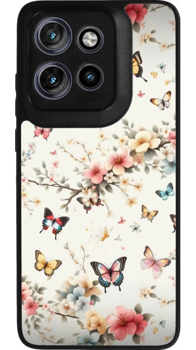 Coque Motorola Moto S50 - Silicone rigide noir Spring 25 Papillons Légers