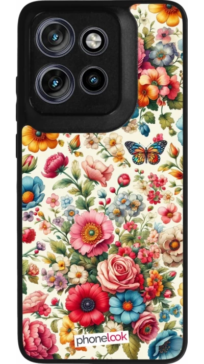 Coque Motorola Moto S50 - Silicone rigide noir Spring 25 printemps fleuri