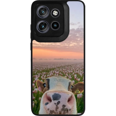 Motorola Moto S50 Case Hülle - Silikon schwarz Cow with tulips Spring 2026