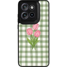 Coque Motorola Moto S50 - Silicone rigide noir Green vichy tulips Spring 2026