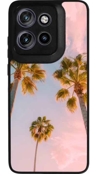 Coque Motorola Moto S50 - Silicone rigide noir Summer 2025 Palmiers
