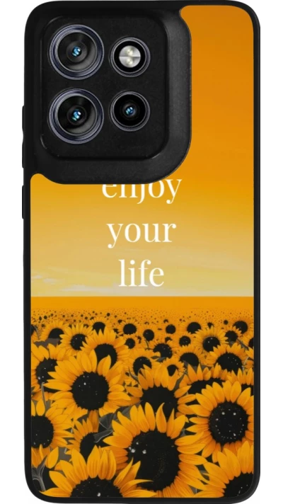 Coque Motorola Moto S50 - Silicone rigide noir Summer 2026 Enjoy your life