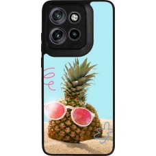 Motorola Moto S50 Case Hülle - Silikon schwarz Pineapple with glasses Summer 2026