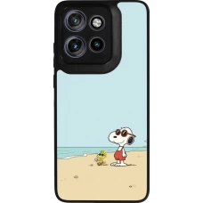 Coque Motorola Moto S50 - Silicone rigide noir Snoopy on the beach Summer 2026