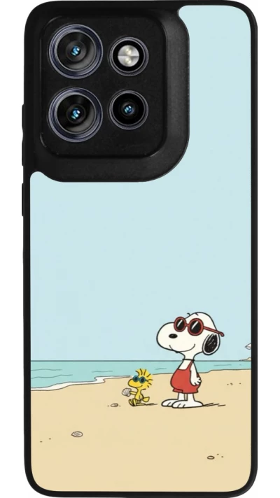 Coque Motorola Moto S50 - Silicone rigide noir Snoopy on the beach Summer 2026