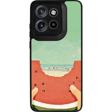 Coque Motorola Moto S50 - Silicone rigide noir Views through a watermelon Summer 2026