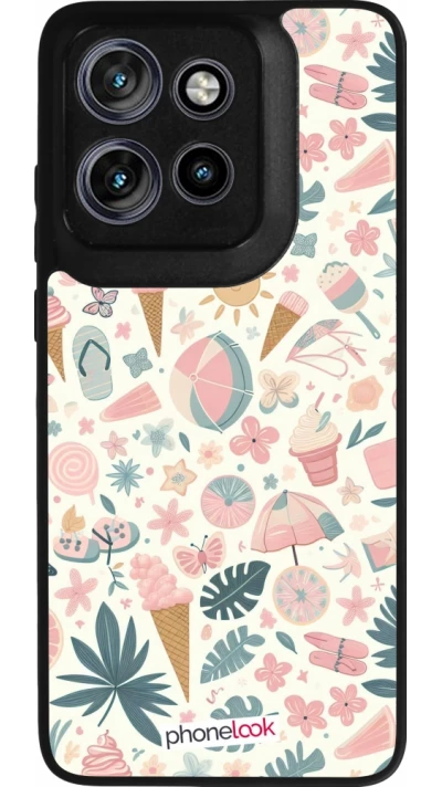 Coque Motorola Moto S50 - Silicone rigide noir Summer Pink Pattern