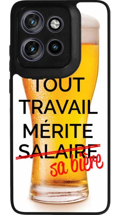 Coque Motorola Moto S50 - Silicone rigide noir Tout travail mérite sa bière