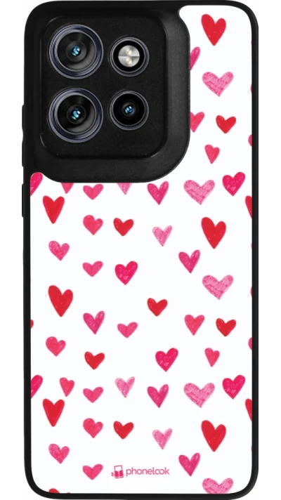 Coque Motorola Moto S50 - Silicone rigide noir Valentine 2022 Many pink hearts