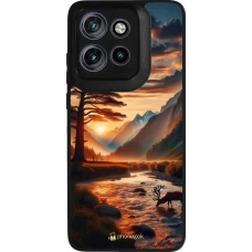 Motorola Moto S50 Case Hülle - Silikon schwarz Tal Sonnenuntergang Hirsch Baum