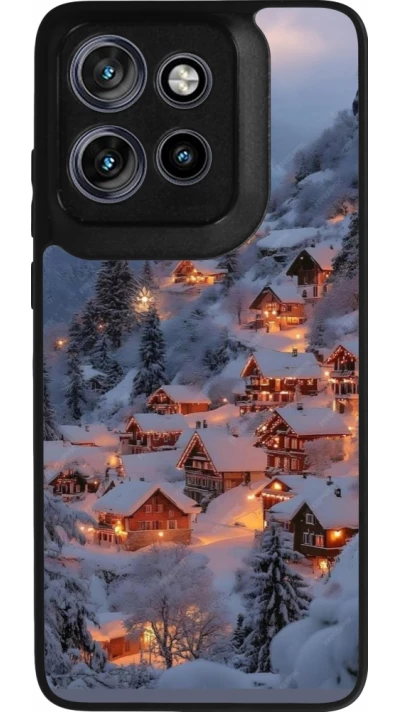 Motorola Moto S50 Case Hülle - Silikon schwarz Winter 25 Winter snowy village