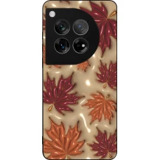 Coque OnePlus 12 - Silicone rigide noir Autumn 26 3D leaves
