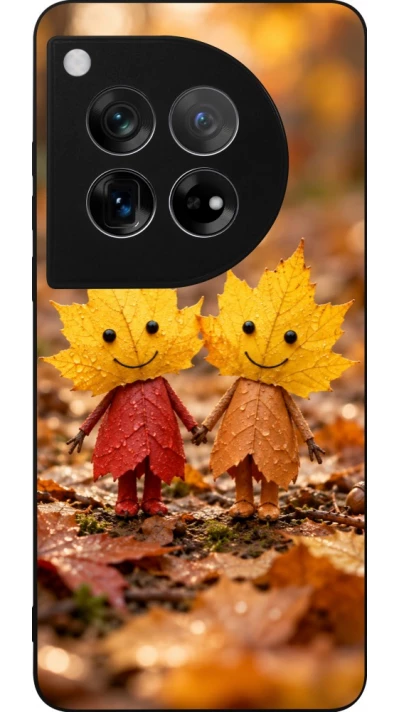 Coque OnePlus 12 - Silicone rigide noir Autumn 26 Couple of leaves