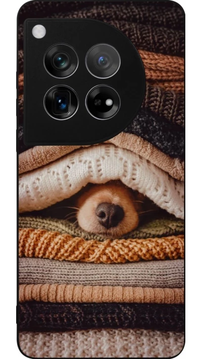 Coque OnePlus 12 - Silicone rigide noir Autumn 26 Dog under the covers